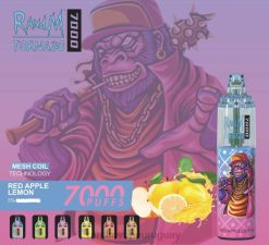 RandM Tornado Dispositivo vapeador con control de flujo de aire 7000 1 ud. manzana roja limón J6Z0179 RandM Tornado Vape Precio